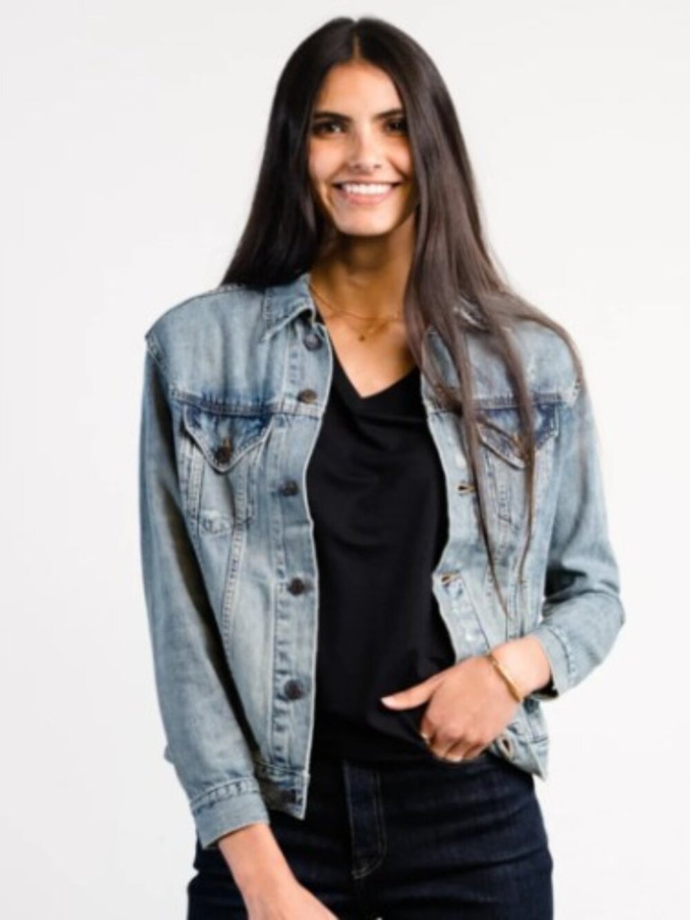ABLE Merly Distressed Denim Jacket Women's Size Large